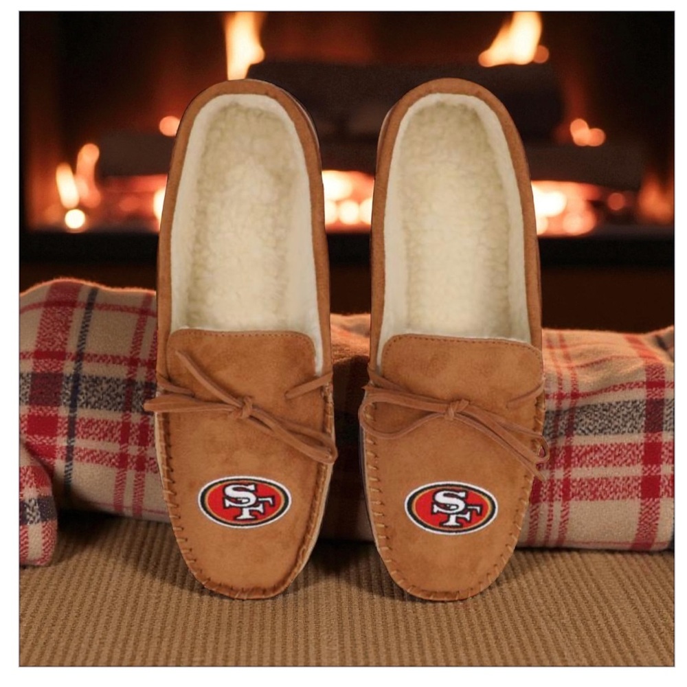 San Francisco 49ers Tan Moccasin Slippers
